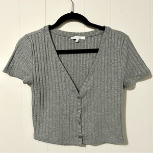 Francescas Grey Button Up Blouse